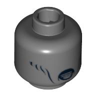 Minifig Head Dementor, Cheek Lines, Round Mouth with Lines Inside Print Dunkelblaugrau