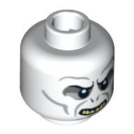 Minifig Head Voldemort, Cheek Lines, Deep Black Eyes, Nostrils, Grin Showing Teeth Print White
