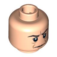 Minifig Head Severus Snape / Admiral Firmus Piett, Brown Lines, Crease Between Eyebrows Print Hellnougat
