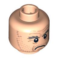 Minifig Head Argus Filch, Stubble, Bushy Eyebrows, Forehead Lines Print [Blocked Open Stud] Light Nougat