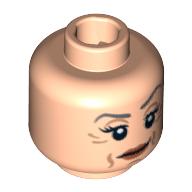 Minifig Head Minerva McGonagall, Red Lips, Eyelashes, Wrinkles Print [Blocked Open Stud] Light Nougat
