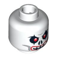 Minifig Head Krazi, Skull Evil with Red Eyes, Red Lips Print Weiß