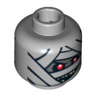Minifig Head Pharaoh's Quest Mummy, Dual Sided, Bandaged Face with 2 Eyes / 1 Eye Print [Blocked Open Stud] Light Bluish Gray