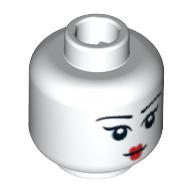 Minifig Head Kimono Girl, Thin Eyebrows, Red Small Lips, White Pupils Print White
