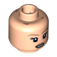 Minifig Head Elizabeth Swann Turner, Dual Sided, Light Brown Eyebrows and Dimple Smiling / Scared Print [Blocked Open Stud] Hellnougat