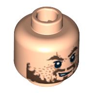Minifig Head Hector Barbossa, Ragged Brown Beard Print Light Nougat