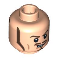Minifig Head Will Turner, Long Brown Sideburns, Moustache, and Goatee Sneering / Smiling Print Hellnougat