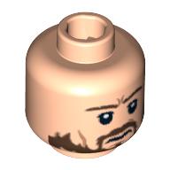 Minifig Head Admiral Norrington, Ragged Brown Beard Smiling / Frowning Print Hellnougat