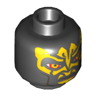 Minifig Head Savage Opress, Yellow Zabrak Markings Print [Blocked Open Stud] in 