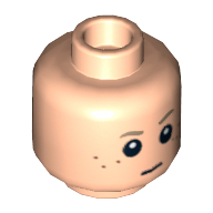 Minifig Head Anakin Skywalker, Dual Sided, Freckles, White Pupils / Podracer Goggles Print [Blocked Open Stud] Light Nougat