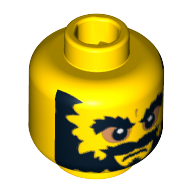 Minifig Head Evil Dwarf, Bushy Beard and Eyebrows, Angry Mouth, White Pupils Print [Blocked Open Stud] Yellow