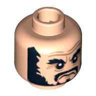 Minifig Head Blackbeard, Bushy Beard, Moustache, Eyebrows Print [Blocked Open Stud] Light Nougat