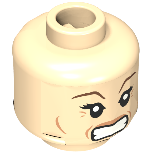Minifig Head Narcissa Malfoy, Dark Brown Eyebrows and Crow's Feet Smiling / Angry Print Hellnougat