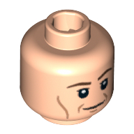 Minifig Head Stan Shunpike, Vertical Cheek Lines, White Pupils Print [Blocked Open Stud] Hellnougat