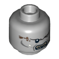 Minifig Head Maccus Barnacles, One Eye Closed and Gritted Teeth Print [Blocked Open Stud] Hellblaugrau