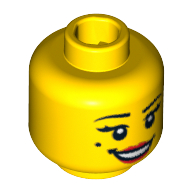 Minifig Head Flamenco Dancer, Open Smile Red Lips and Beauty Mark Print [Blocked Open Stud] Yellow