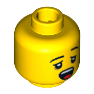 Minifig Head Sleepyhead, Dual Sided, Eyebrows, Yawning / Asleep Print [Blocked Open Stud] Yellow