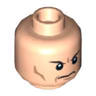 Minifig Head Lex Luthor, Eyebrows, Frown and Cheek Lines Print [Blocked Open Stud] Hellnougat