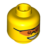 Minifig Head, Orange Sunglasses with Nose Piece, Smile and Chin Dimple Print [Blocked Open Stud] Yellow