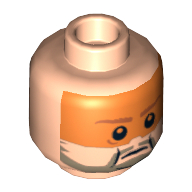 Minifig Head Jek Porkins, Dark Tan Beard and Eyebrows, Orange Visor Print [Blocked Open Stud] Hellnougat