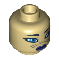 Minifig Head Barriss Offee, Purple Lips, Dark Tan Tattoo Print [Blocked Open Stud] Beige