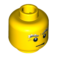 Minifig Head Bagpiper, White and Gray Bushy Eyebrows, Crow's Feet Print [Blocked Open Stud] Yellow
