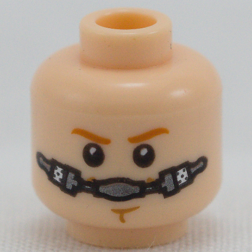 Minifig Head Obi-Wan Kenobi, Dark Orange Eyebrows, Chin Dimple Determined / Breathing Apparatus Print Light Nougat