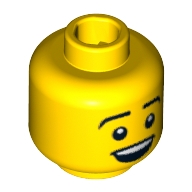 Minifig Head Diver, Eyebrows, Open Mouth Smile Print Yellow