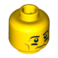 Minifig Head Football Player, Eyebrows, Cheek Lines and Black Underlined Eyes Print Yellow
