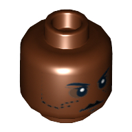Minifig Head Agen Kolar, Mouth and Dots on Cheeks Print Reddish Brown