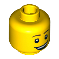 Minifig Head Chicken Suit Guy, Brown Eyebrows, Eyelashes, Open Lopsided Smile and Teeth Print Yellow