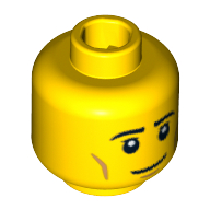 Minifig Head Policeman, Eyebrows, Eyelashes, Cheek Dimples, Smile Print [Blocked Open Stud] Gelb