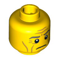 Minifig Head Roman Emperor, Gray Eyebrows, Wrinkles, Downturned Mouth Print [Blocked Open Stud] Yellow