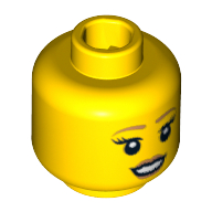 Minifig Head Mermaid, Brown Eyebrows, Eyelashes, Brown Lips, Open Smile Print [Blocked Open Stud] Yellow