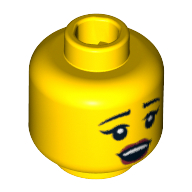 Minifig Head Fortune Teller, Eyebrows, Eyelashes, Red Lips, Open Mouth Print Gelb