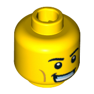 Minifig Head Team GB, Eyebrows, Cheek Lines, Mouthguard and White Pupils Print [Blocked Open Stud] Gelb