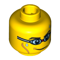 Minifig Head Team GB, Eyebrows, Cheek Lines and Swim Goggles Print [Blocked Open Stud] Gelb
