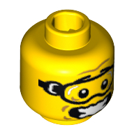 Minifig Head Skydiver, Goggles, Open Mouth and Scared Print [Blocked Open Stud] Gelb