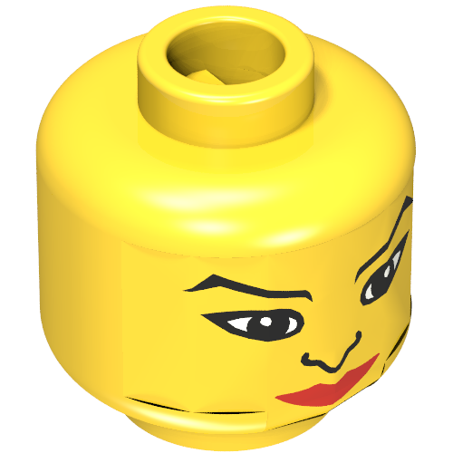 Minifig Head Indian, Female, Nose, Red Lips, and Large Eyes Print [Blocked Open Stud] Gelb