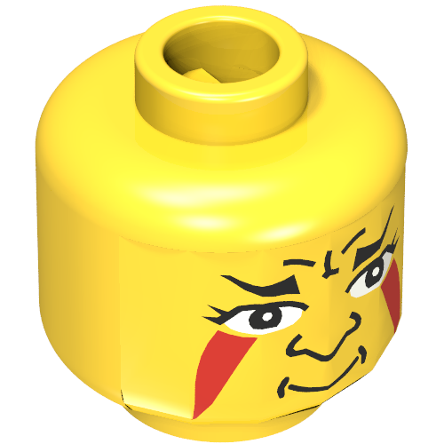 Minifig Head Indian, Face Paint with Painted Triangles Print [Blocked Open Stud] Gelb