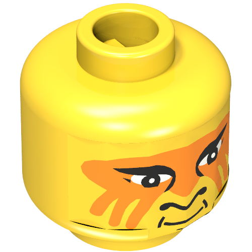 Minifig Head Indian, Face Paint with Orange Painted Face Print [Blocked Open Stud] Yellow