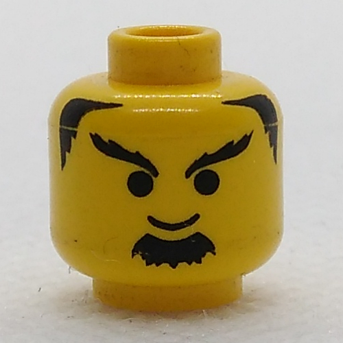 Minifig Head Knight, Bushy Goatee and Eyebrows Print [Blocked Open Stud] in 