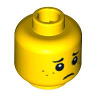Minifig Head Peasant, Freckles, Smile / Worried Print [Blocked Open Stud] Yellow