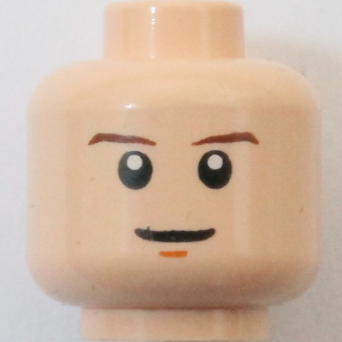 Minifig Head Luke Skywalker, Brown Eyebrows, White Pupils and Chin Dimple Print Light Nougat