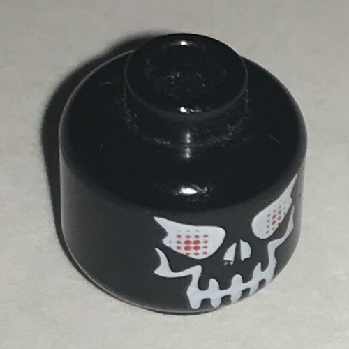 Minifig Head Alpha Team Ogel Minion, Skull Evil with Eyebrows, White Print, Red Eyes [Blocked Open Stud] Schwarz
