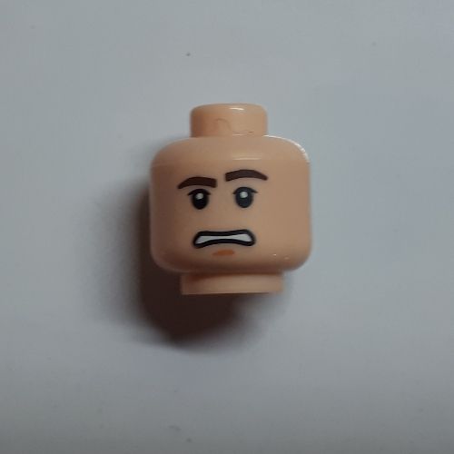 Minifig Head Han Solo, Dual Sided, Orange Snowgoggles / Scared Print [Blocked Open Stud] Hellnougat