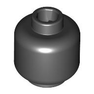 Minifig Head [Plain] [Hollow Stud] Schwarz