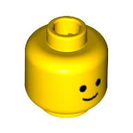 Minifig Head Standard Grin Print [Hollow Stud] Gelb
