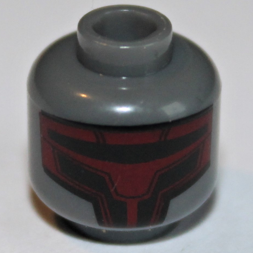 Minifig Head Darth Revan, Dark Red Sith Mask Print [Hollow Stud] Dark Bluish Gray