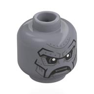 Minifig Head Doctor Doom, Metal Plating, Black Lines, Silver Ribbits Flat Silver